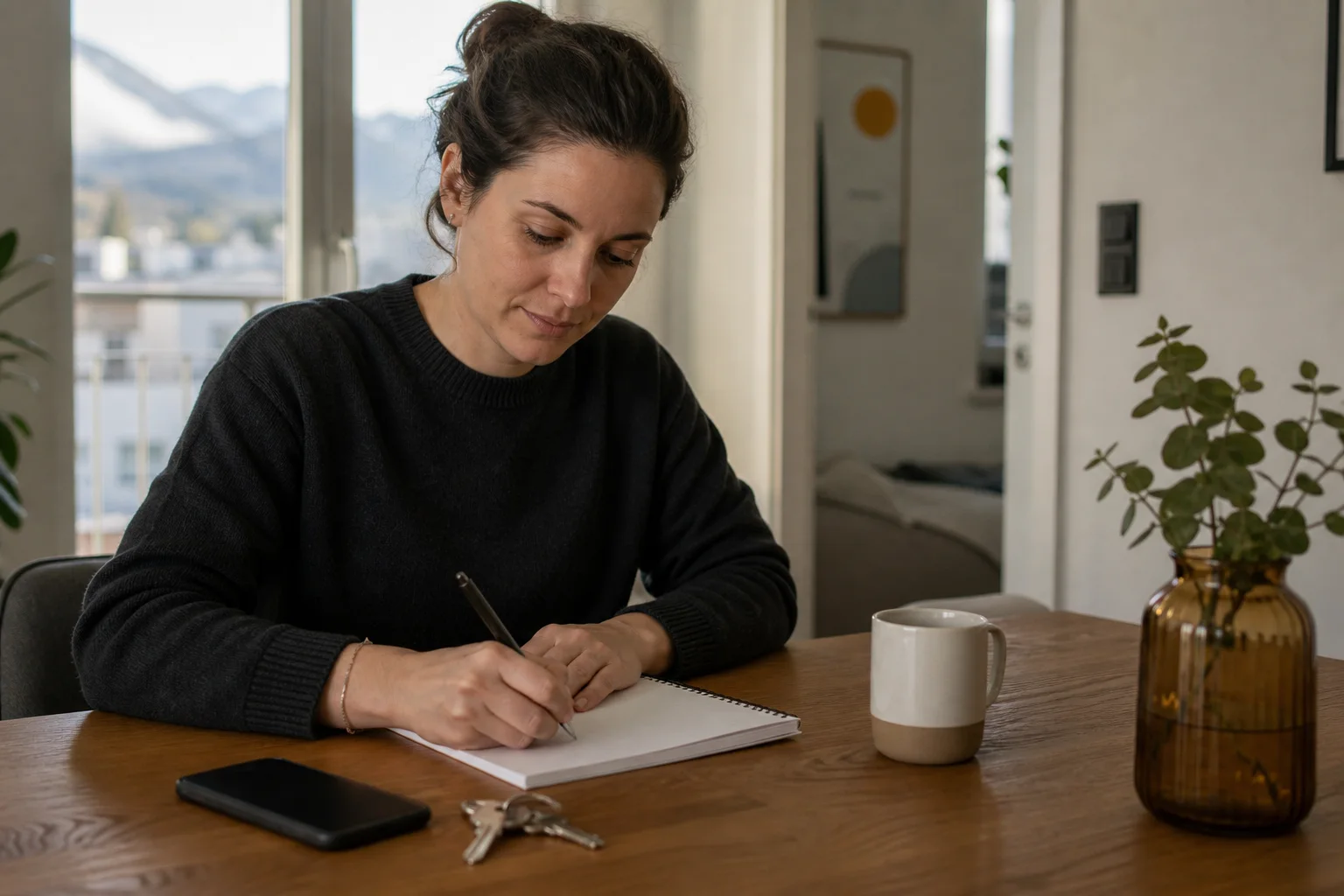 Occupante préparant une liste d’accès et de contraintes pour le rendez-vous