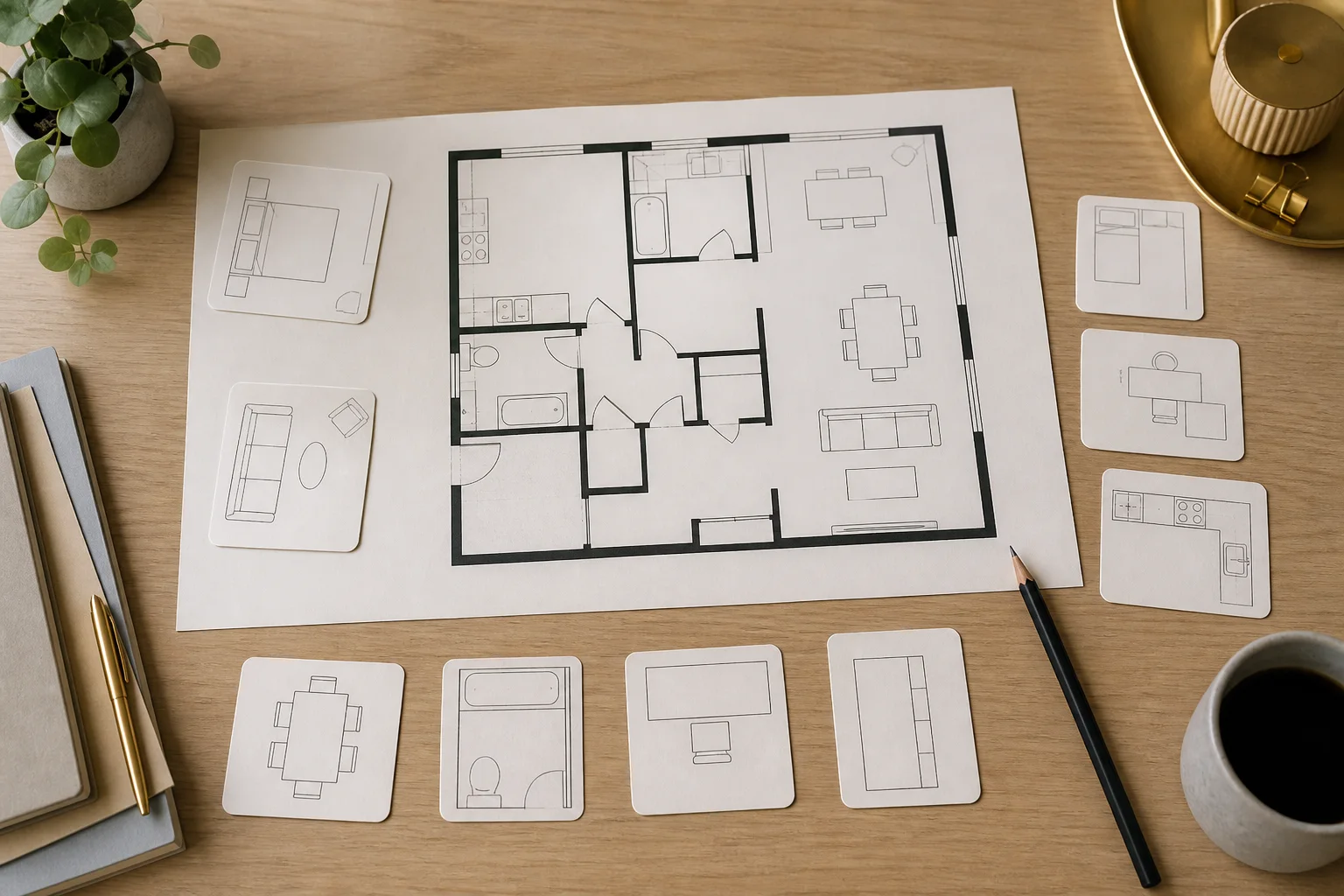 Plan d’appartement et cartes d’usages préparés avant une rénovation électrique